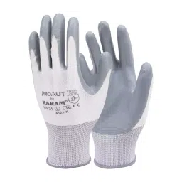 Karam Nitrile Cut Resistant Gloves White and Grey Color, XL Size, HS31(XL) (Pack of 1 Pair)-image-91