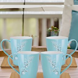 Kraftlik Handicraft Blue & Brown Handcrafted and Hand Painted Printed Ceramic Glossy Mugs Set of Cups and Mugs-54