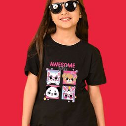 NUSYL Girls Graphic Printed Round Neck Oversized T-shirt-image-49