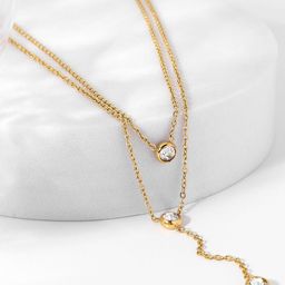 SZN Gold-Plated Stainless Steel Crystals Studded Layered Chain-12
