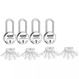 ALONE LOCKS Round 65 mm Alloy Steel Chrome 20 Same Keys Double Locking Padlock (Pack of 4)-image-93