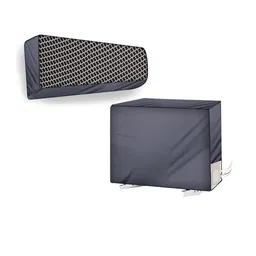 The Furnishing Tree Split AC Cover for Indoor and Outdoor units of 2 Ton waterproof Check Grey-picture-12