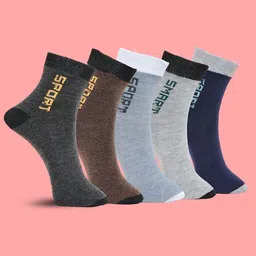 MJE Pack Of 5 Printed Mid Rise Ankle Length Socks-image-50
