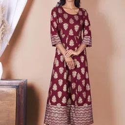 Indiwest Ethnic Motif Printed Rayon A-Line Kurta image 3