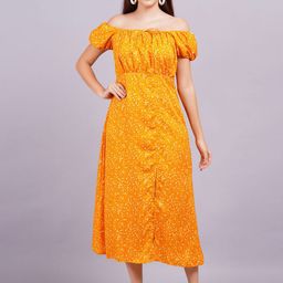 OH MI DIOS Women Floral Printed Off-Shoulder Fit & Flare Midi Dress-image-28