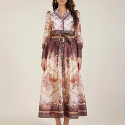 JC Collection Floral Printed Lapel Collar Top With Skirt Co-Ords-picture-15