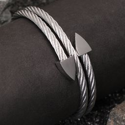 French Accent Men Silver-Plated Cuff Bracelet-13