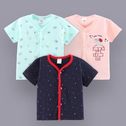 Mini Donuts Half Sleeves Vests Multiprint Pack of 3 - Peach Green Blue-picture-21