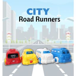 Paper Moon Friction Powered Mini Road Runner Car Truck Set of 4 - Multicolor-15