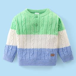 Babyhug Knitted Full Sleeves Pullovers Sweater With Colour Block & Cable Knit Design - Multicolour-picture-4