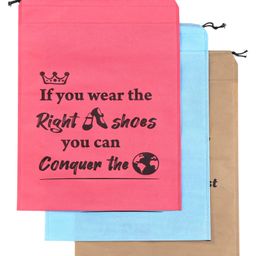 Play Nation Multipurpose Storage Woven Shoe Bag Organiser with Strings Essential Pack of 3 - Pink-picture-0