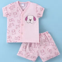 Tango Single Jersey Knit Half Sleeves Night Suit With Animals Print - Pink-picture-30