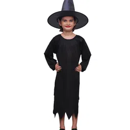 Itsmycostume Halloween Theme Full Sleeves Wicked Witch Costume Set - Black-picture-32