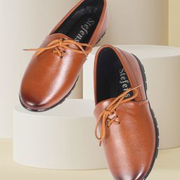 Stefens Synthetic Self Design Shoes - Tan-image-22