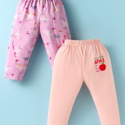 Ben Benny Interlock Knit Full Length Lounge Pants With Animal Print Pack of 2 - Pink & Peach-image-27