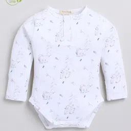 Cot & Candy Organic Cotton Full Sleeves Animals Printed Onesie - White-picture-45