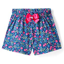 CrayonFlakes Floral Printed Bow Applique Detailed Shorts - Blue-image-36