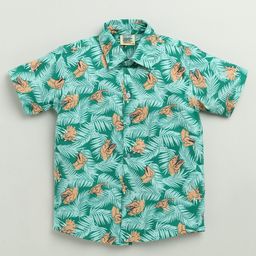 ZIP ZAP ZOOP Cotton Half Sleeves Dinosaur Printed Shirt - Green-image-39