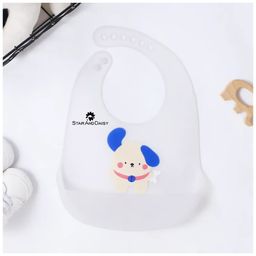 StarAndDaisy Reusable Silicone Baby Bib with Adjustable Buttons for Mess-Free Feeding, Weaning, and Easy Cleaning and Waterproof. (PACK OF 2-PRINTED White)-14
