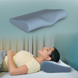 WELLGIVER Cervical Memory Foam Pillow for Neck Pain, King Size, Blue Colour, Pack of 1-image-90