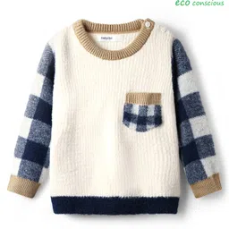 Babyoye Knit Full Sleeves Pullover Sweater with Checks & Patch Pocket - Multicolor-picture-22