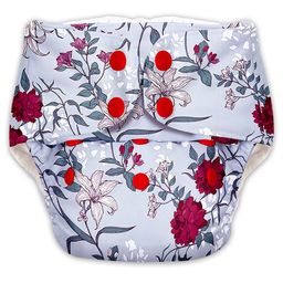 SuperBottoms BASIC Reusable Cloth Diaper for babies 0-3 Years | Freesize Adjustable, Washable and Reusable Cloth Diaper for babies | Shell with insert | Pack of 1 | Red Flowers image 3