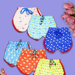 MINIMAMA Pack Of 6 Girls Printed Cotton Shorts-image-64