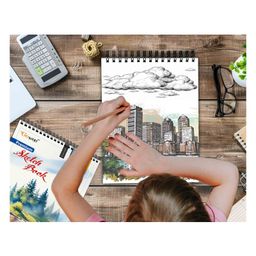 go woo A4 Premium Sketch Book : Set of 3 (36 sheets) Sketch Book For Painting, Top Spiral-Bound Sketchpad, ketching and Drawing Acid Free Paper for Doodling image 4