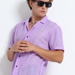 THE BEETEL HOUSE Men Textured Cuban Collar Casual Shirt-picture-39