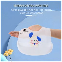 StarAndDaisy Reusable Silicone Baby Bib with Adjustable Buttons for Mess-Free Feeding, Weaning, and Easy Cleaning and Waterproof. (PACK OF 2-PRINTED White) image 5