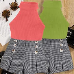 DEL LUNA Girls Pack of 2 Halter Neck To With Skirt Jumper Dress-image-63
