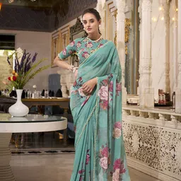 MADHAVPRIYA Floral Printed Pure Georgette Tussar Saree-picture-38
