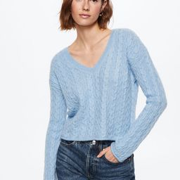 MANGO Women Blue Cable Knit Pullover-image-36