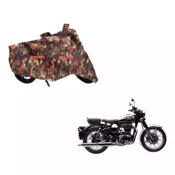 Auto Pearl Waterproof Two Wheeler Cover For Royal Enfield Classic Chrome (Green & Multi Color)-image-66