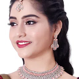 VATSALYA creation Alloy Gold- plated Pink Jewellery Set-18