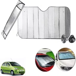 Auto Pearl F227 Dashboard Sun Shade Cover with Suction Cup for Chevrolet Spark (Silver)-27