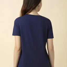 Moda Rapido Women Navy Blue Polyester Tshirts-picture-24