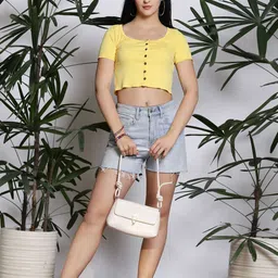 Sera Ribbed Short Sleeves Square Neck Crop Top-image-27