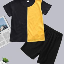 Lofn Unisex Kids Colourblocked T-shirt with Shorts-image-94