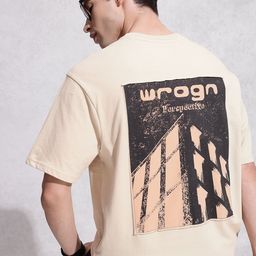 WROGN Graphic Printed Drop-Shoulder Sleeves Pure Cotton Oversized T-shirt-picture-0