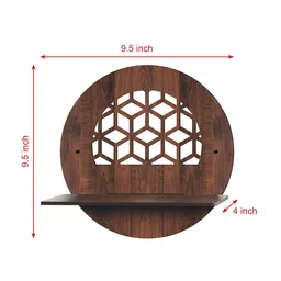 RANDOM Set Of 4 Brown MDF Round Basic Wall Plant/Flower Shelf image 4