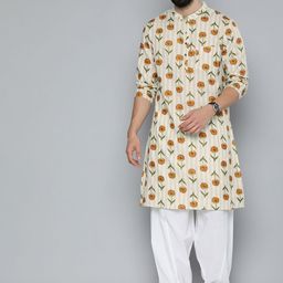 HERE&NOW Men Floral Printed Kurta with Pyjamas-image-24