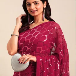 DIVASTRI Embellished Sequinned Pure Georgette Saree-image-57