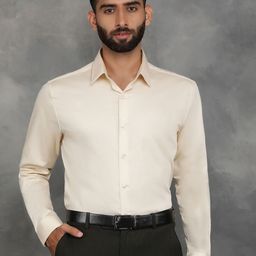 Greenfibre Men Spread Collar Solid Cotton Slim Fit Casual Shirt-image-93