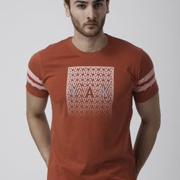 YAK YAK Men Orange Printed Round Neck Slim Fit T-shirt-image-73
