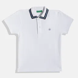 United Colors of Benetton Boys Pure Cotton Self-Striped Polo Collar T-shirt-image-77