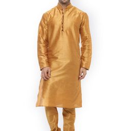 Hangup Men Brown Solid Kurta with Churidar-image-63
