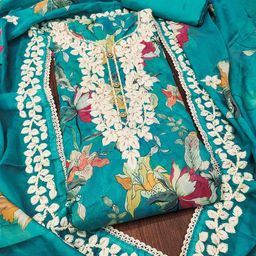 SHADOW & SAINING Embroidered Organza Semi-Stitched Dress Material-image-89