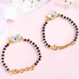 Elegante kids 18K Gold-Plated 925 Sterling Silver Artificial Beaded & Charms Link Bracelet-15