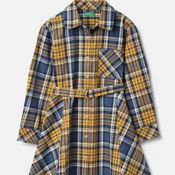United Colors of Benetton Girls Pure Cotton Checked Shirt Dress-picture-11